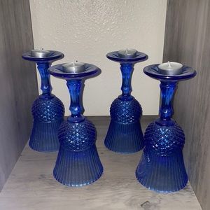 8 blue goblets with Martha Washington’s face on each cup